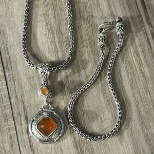 Sarda Orange Carnelian Sterling 925 Pendant & Bracelet Set